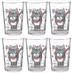 Montana Trinkglas Für Kinder Katze 210 Ml, 6 Stück, Transparent - Trinkgläser